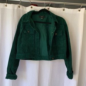 Green corduroy cropped jacket